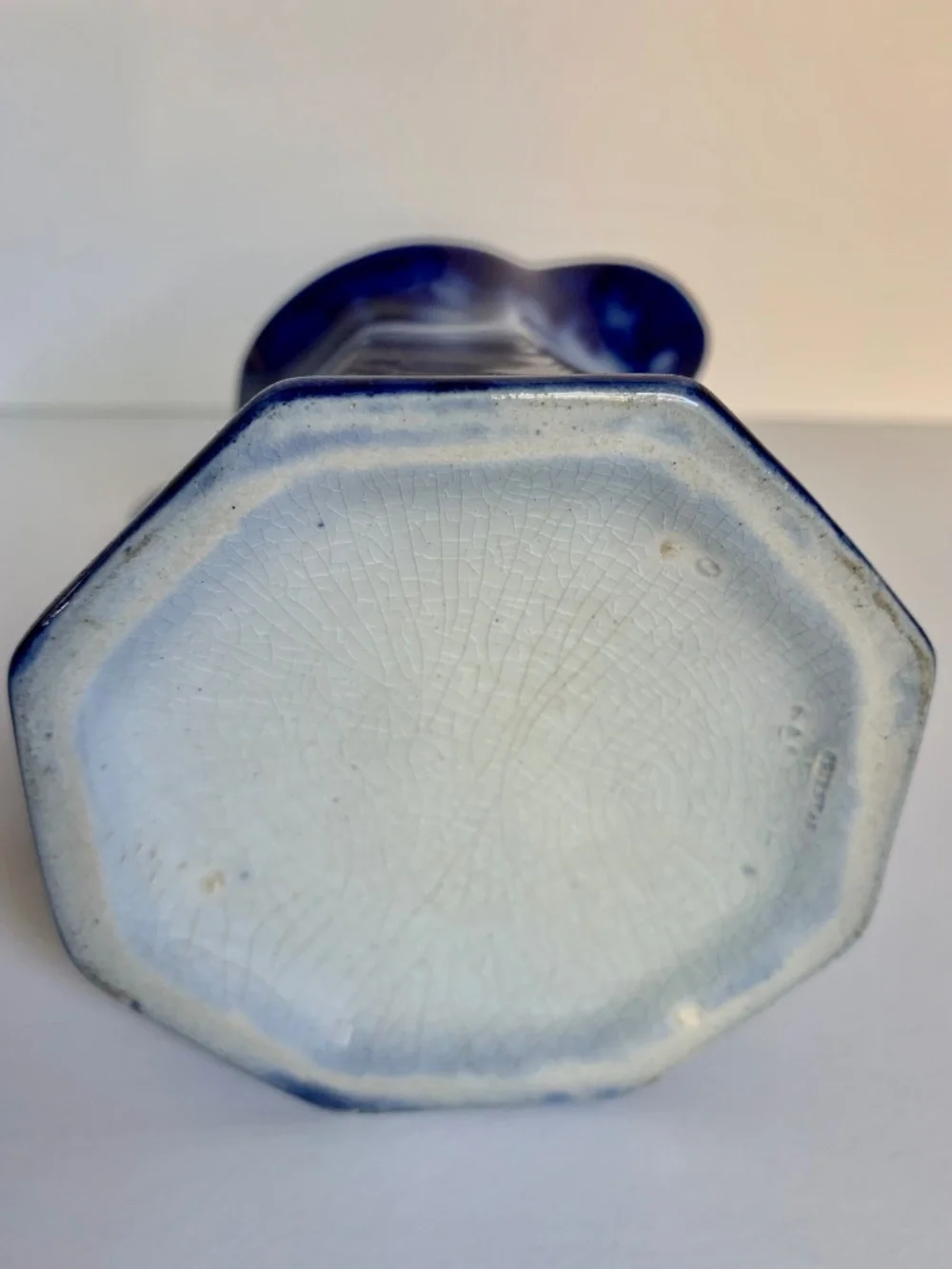 Antique Flow Blue Scinde Creamer Ironstone Pitcher 1840s Blue White Transferware